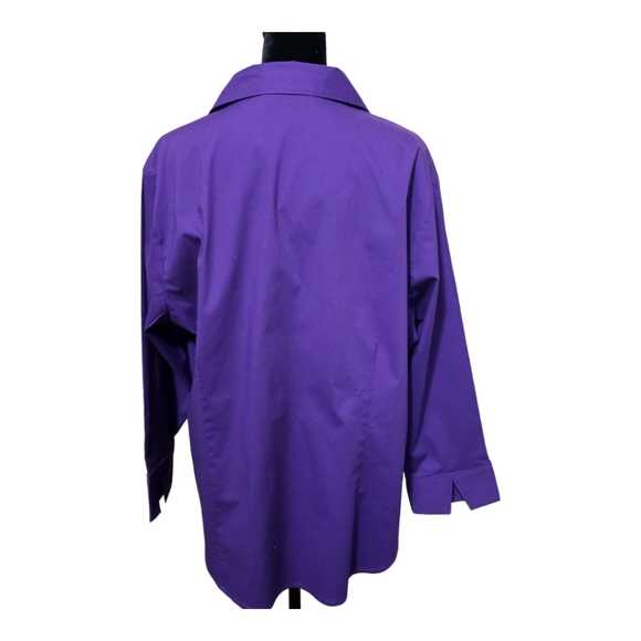 RIDERS BY LEE Women's Easy Care Woven  Button-down Shirt Purple  XXL - Picture 3 of 6